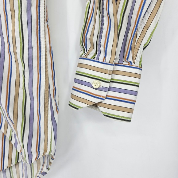 Etro Shirt Mens‎ 39 Button Up Casual Preppy Striped Long Sleeve Milano Italy - Picture 3 of 10